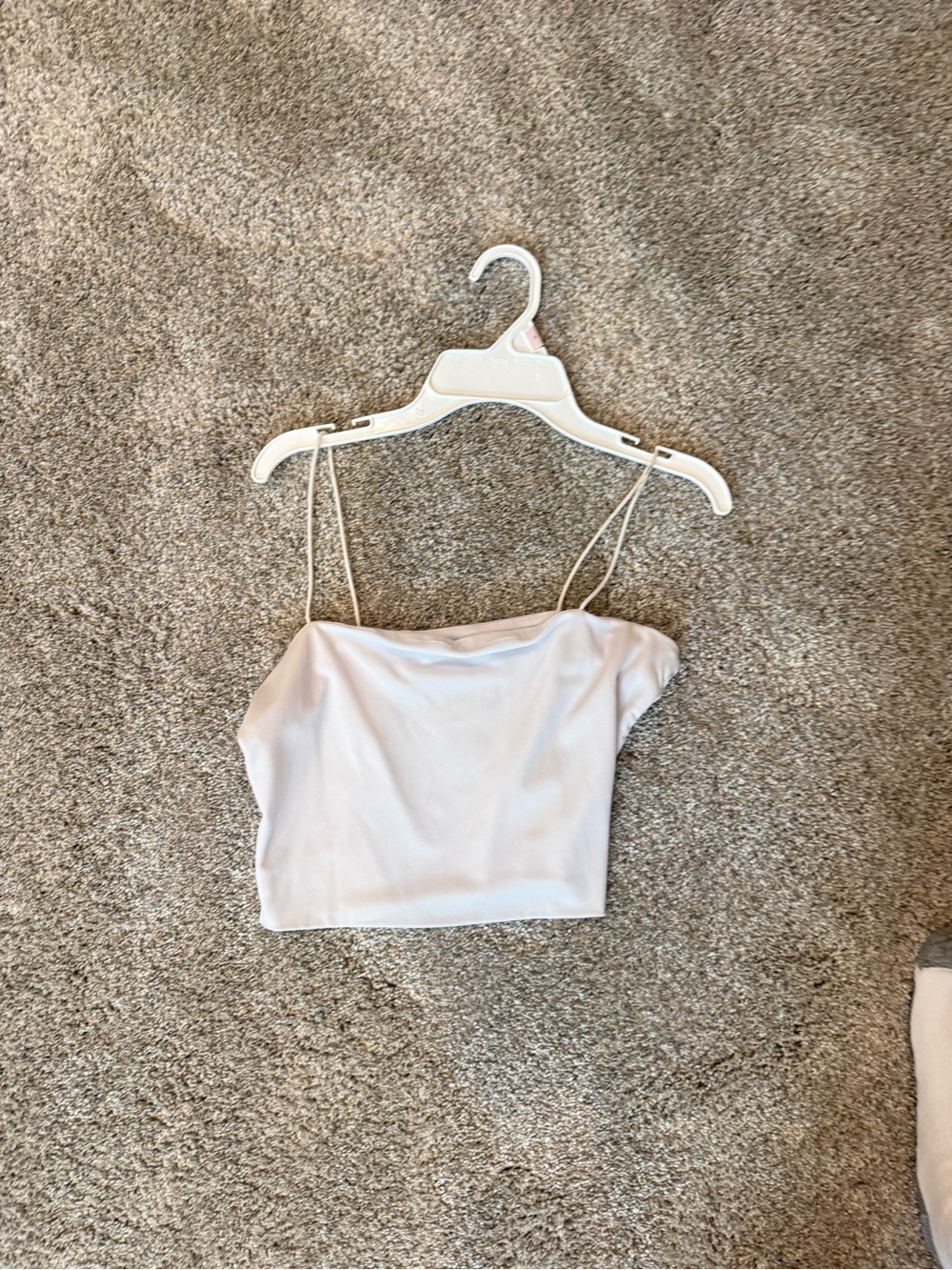 Women’s White Mesh Cami Crop Top with Spaghetti Straps